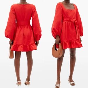 STAUD Seth ballon sleeve dress poinsettia red FINAL PRICE NO OFFERS